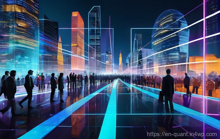 양자 보안 기술의 글로벌 경쟁력 평가 - **Prompt:** "A panoramic view of a futuristic, gleaming cityscape at dusk, filled with intricate, fl...