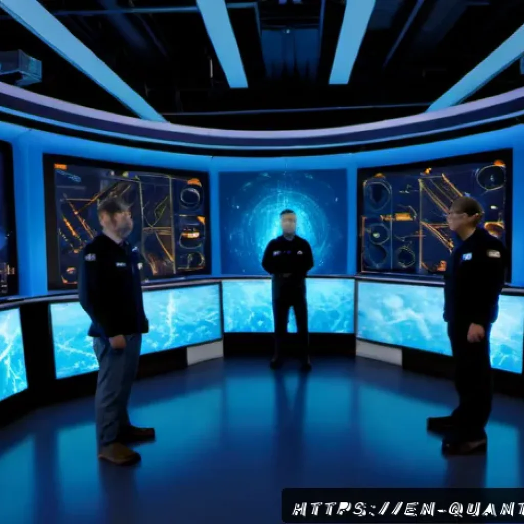 양자 보안 기술의 미래 전망 - Photorealistic futuristic quantum security operations center in a North American research facility, ...