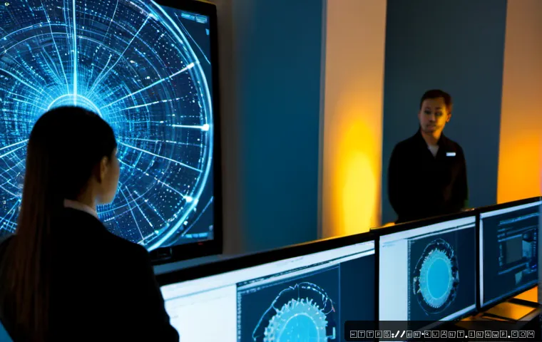 Home 17 양자 보안 기술의 취약점과 대처 방안 - Photorealistic cybersecurity operations center, a diverse team of security analysts in smart casual ...