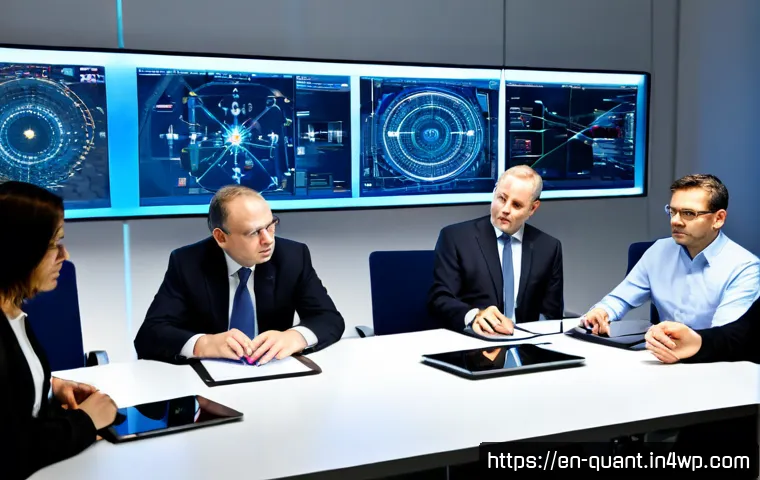 양자 보안 기술에 대한 정책 제안 - Photorealistic government policy workshop on quantum security, diverse public officials and cybersec...